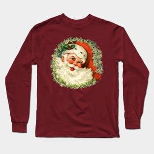 Vintage Santa Wreath Long Sleeve T-Shirt